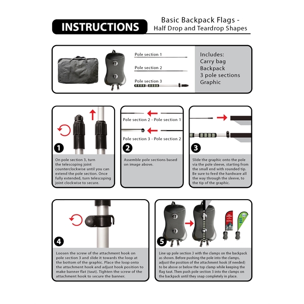 Basic Single Reverse Half Drop Style Backpack Flag Kit - Basic Single Reverse Half Drop Style Backpack Flag Kit - Image 15 of 15