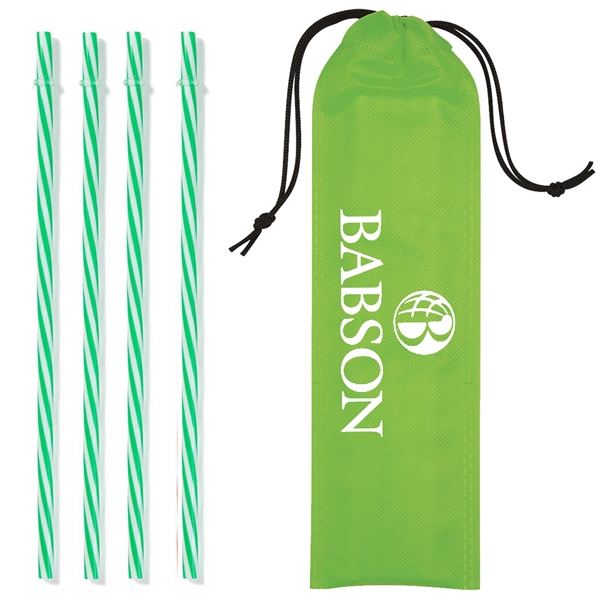 Reusable Straws in Drawstring Pouch - Reusable Straws in Drawstring Pouch - Image 1 of 6