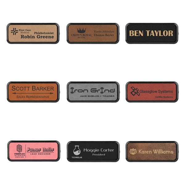 3" x 1" Gray Leatherette Round Corner Badge & Frame - 3" x 1" Gray Leatherette Round Corner Badge & Frame - Image 0 of 0