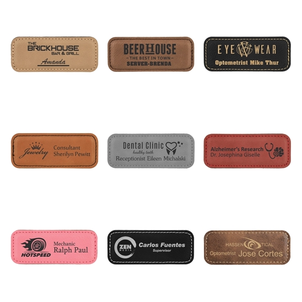 3.25" x 1.25" Black/Gold Leatherette Badge with Magnet - 3.25" x 1.25" Black/Gold Leatherette Badge with Magnet - Image 0 of 0