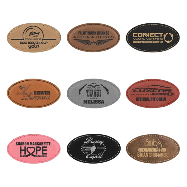 Light Brown Leatherette Oval Badge with Magnet - Light Brown Leatherette Oval Badge with Magnet - Image 0 of 0
