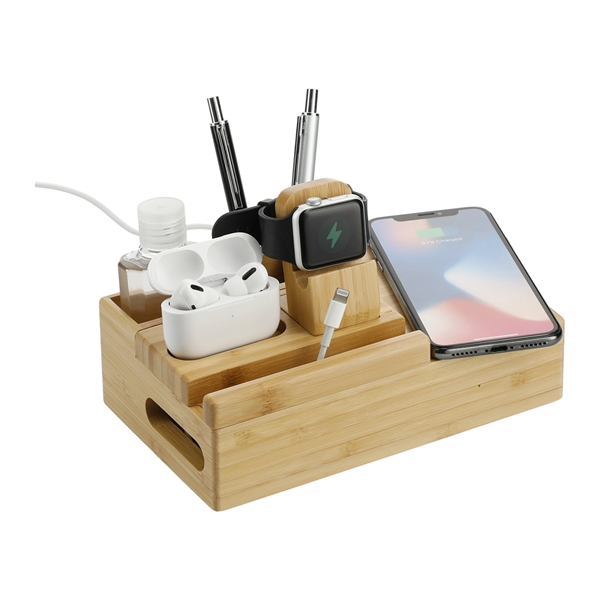 Bamboo Fast Wireless Charging Dock Station Plum Grove