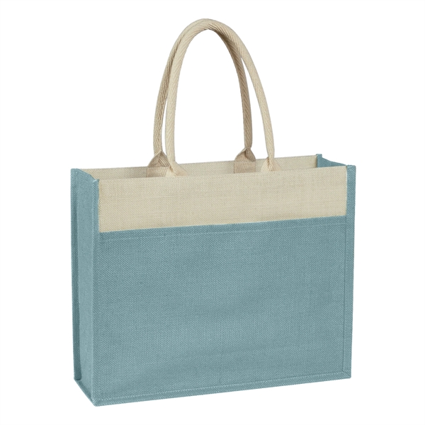 Jute Tote Bag With Front Pocket - Jute Tote Bag With Front Pocket - Image 4 of 9