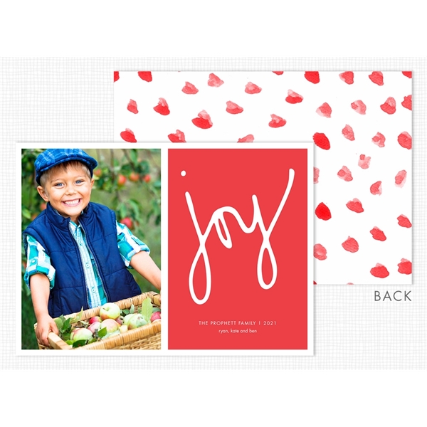Joy on Red Flat Photo Holiday Card