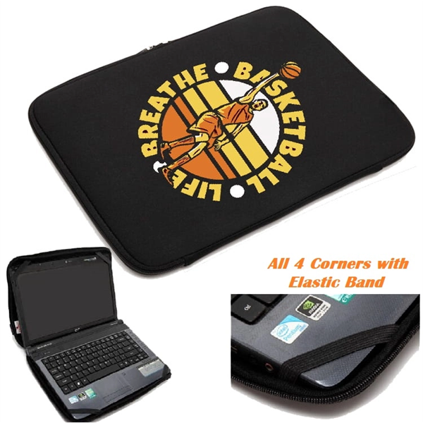 Neoprene zippered laptop sleeve w/ Elastic bands on inside - Neoprene zippered laptop sleeve w/ Elastic bands on inside - Image 0 of 1