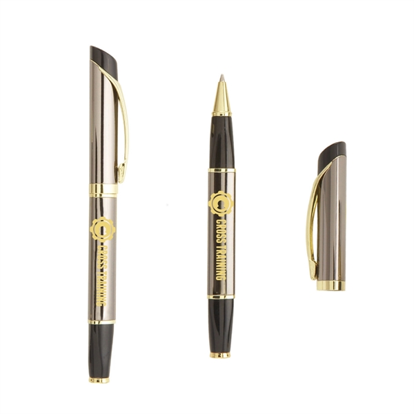 Deluxe Triangle-Designed Rollerball Pen with Gold Accents - Deluxe Triangle-Designed Rollerball Pen with Gold Accents - Image 0 of 1