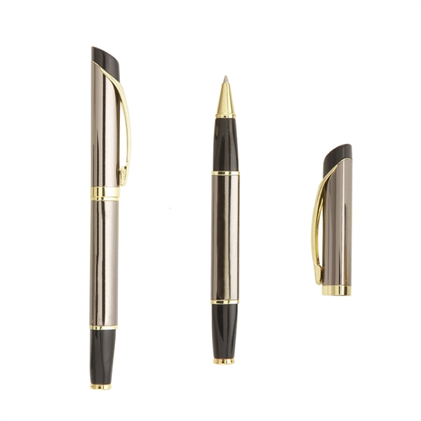 Deluxe Triangle-Designed Rollerball Pen with Gold Accents - Deluxe Triangle-Designed Rollerball Pen with Gold Accents - Image 1 of 1
