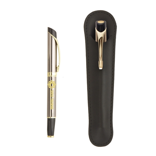 Deluxe Triangle-Designed Rollerball Pen with Gold Accents - Deluxe Triangle-Designed Rollerball Pen with Gold Accents - Image 0 of 1