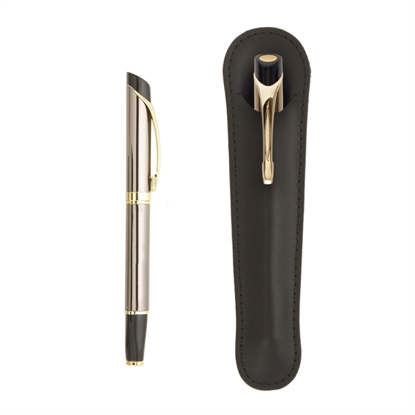 Deluxe Triangle-Designed Rollerball Pen with Gold Accents - Deluxe Triangle-Designed Rollerball Pen with Gold Accents - Image 1 of 1