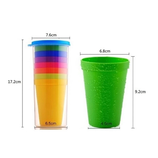 Set of 8 Unbreakable Reusable Plastic Rainbow Cup - Set of 8 Unbreakable Reusable Plastic Rainbow Cup - Image 1 of 6