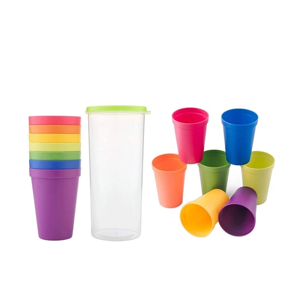Set of 8 Unbreakable Reusable Plastic Rainbow Cup - Set of 8 Unbreakable Reusable Plastic Rainbow Cup - Image 2 of 6