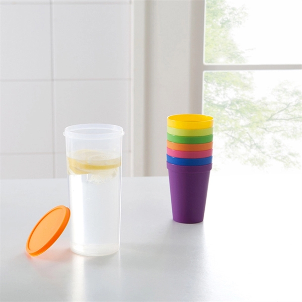 Set of 8 Unbreakable Reusable Plastic Rainbow Cup - Set of 8 Unbreakable Reusable Plastic Rainbow Cup - Image 4 of 6