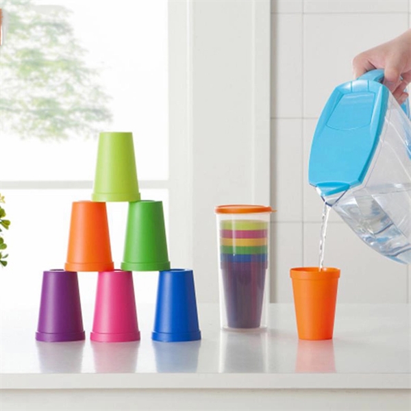 Set of 8 Unbreakable Reusable Plastic Rainbow Cup - Set of 8 Unbreakable Reusable Plastic Rainbow Cup - Image 5 of 6