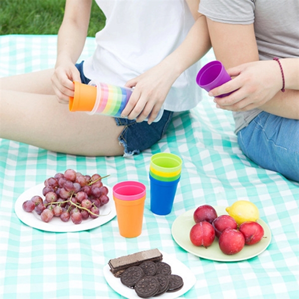 Set of 8 Unbreakable Reusable Plastic Rainbow Cup - Set of 8 Unbreakable Reusable Plastic Rainbow Cup - Image 6 of 6