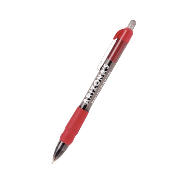 Translucent Black Barrel Rubber Grip Pen - Translucent Black Barrel Rubber Grip Pen - Image 1 of 4