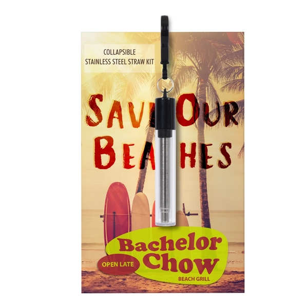 Custom Greeting Card With Collapsible Stainless Steel Straw Kit
