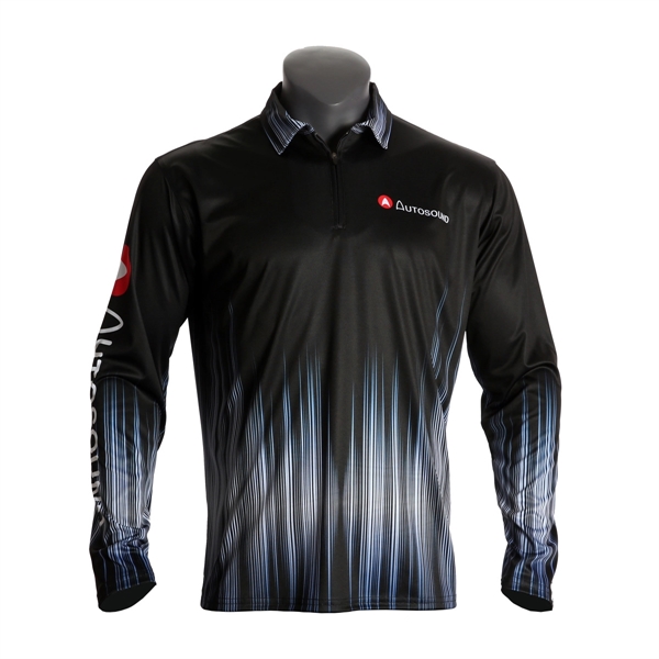 Men's Long Sleeve 1/4 Zip Polo Shirt - Men's Long Sleeve 1/4 Zip Polo Shirt - Image 0 of 1