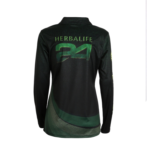 Ladies Long Sleeve Johnny Collar Polo Shirt - Ladies Long Sleeve Johnny Collar Polo Shirt - Image 1 of 1