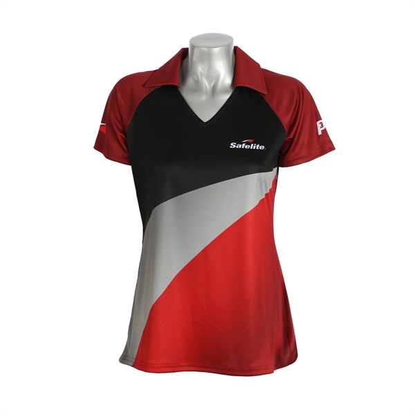Ladies Short Raglan Sleeve Johnny Collar Polo Shirt - Ladies Short Raglan Sleeve Johnny Collar Polo Shirt - Image 0 of 1