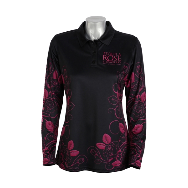 Ladies Long Sleeve 3 Button Polo Shirt - Ladies Long Sleeve 3 Button Polo Shirt - Image 0 of 1