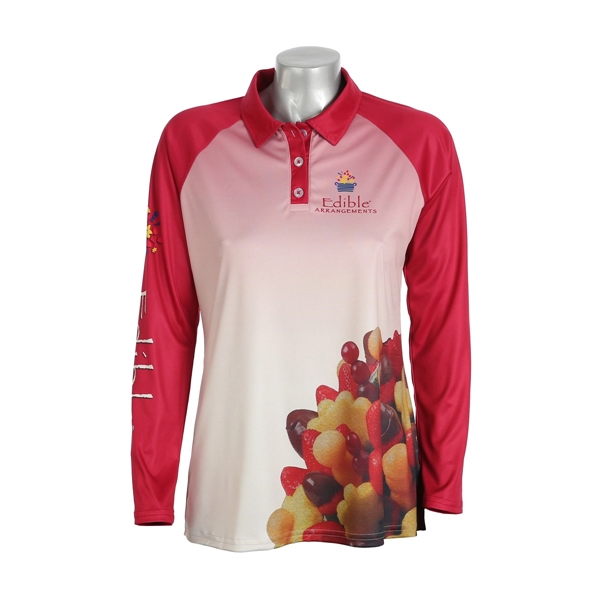 Ladies Long Raglan Sleeve 3 Button Polo Shirt - Ladies Long Raglan Sleeve 3 Button Polo Shirt - Image 0 of 1