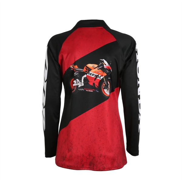 Ladies Long Raglan Sleeve Johnny Collar Polo Shirt - Ladies Long Raglan Sleeve Johnny Collar Polo Shirt - Image 1 of 1