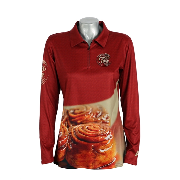 Ladies Long Sleeve 1/4 Zip Polo Shirt - Ladies Long Sleeve 1/4 Zip Polo Shirt - Image 0 of 1