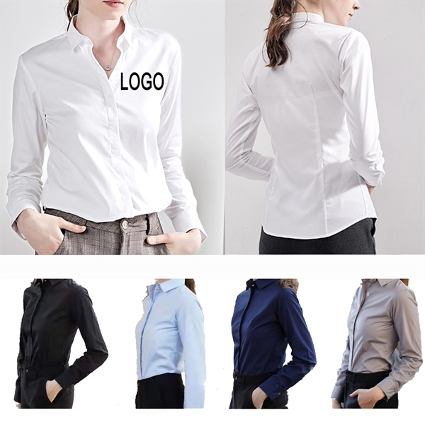 Womens Regular Fit Long Sleeve Stretch Work Shirt - Womens Regular Fit Long Sleeve Stretch Work Shirt - Image 0 of 0