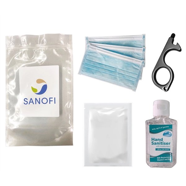 PPE Kit - 3 Surgical Masks, 2 oz Hand Sanitizer, Germ Key St - PPE Kit - 3 Surgical Masks, 2 oz Hand Sanitizer, Germ Key St - Image 0 of 1