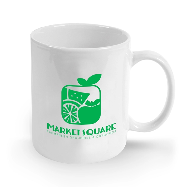 11 oz. White Ceramic Coffee Mug – Made in the USA