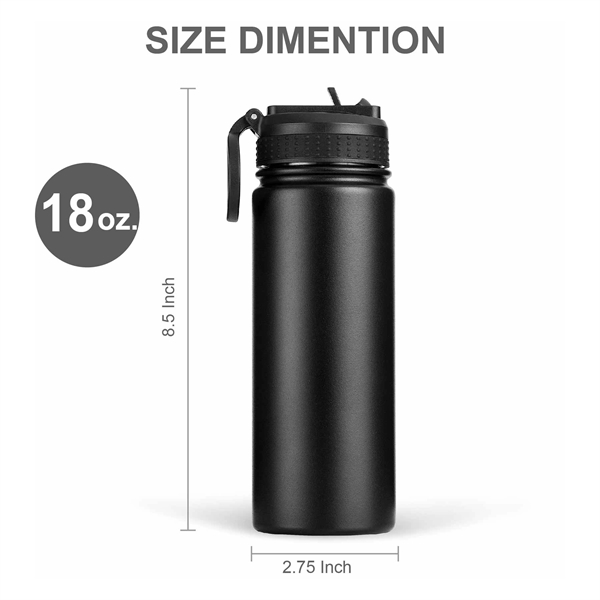 18oz.Travel Stainless Insulated Bottle w/ Lid,Straw & Handle - 18oz.Travel Stainless Insulated Bottle w/ Lid,Straw & Handle - Image 1 of 10