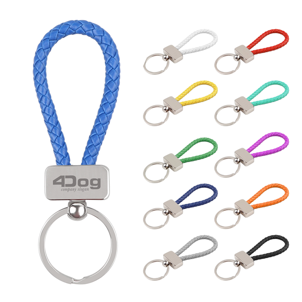 Braided PU Leather Keychain