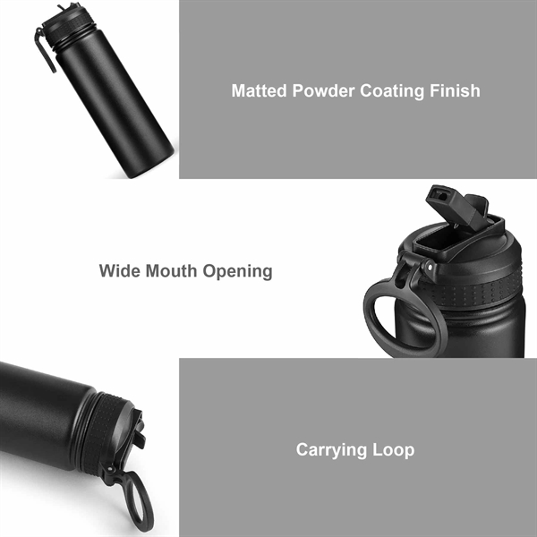 18oz.Travel Stainless Insulated Bottle w/ Lid,Straw & Handle - 18oz.Travel Stainless Insulated Bottle w/ Lid,Straw & Handle - Image 2 of 10