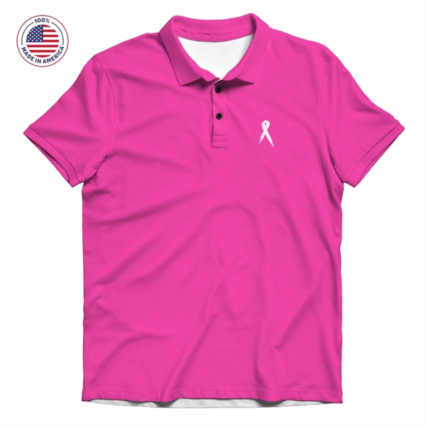 Breast Cancer Awareness Polo Shirt, Made in USA, Dye Sub - Breast Cancer Awareness Polo Shirt, Made in USA, Dye Sub - Image 1 of 1