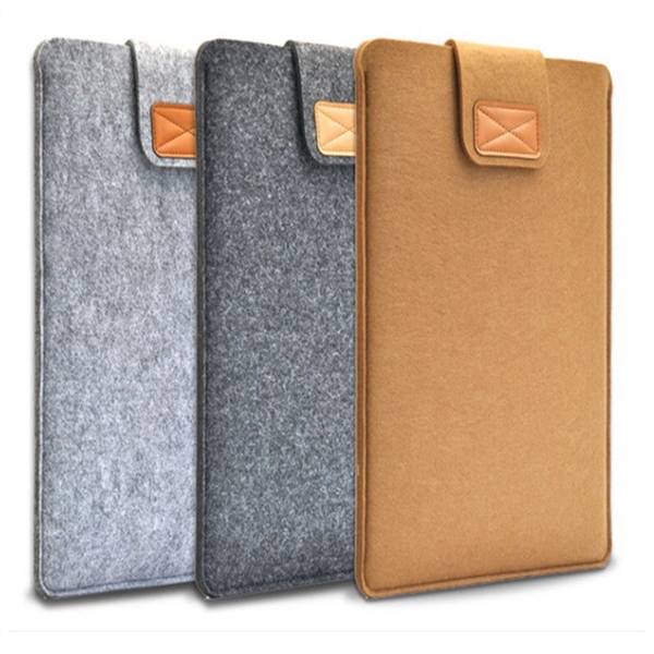 Felt Laptop Sleeve w/ Flip Top Closure Custom Tech Bags - Felt Laptop Sleeve w/ Flip Top Closure Custom Tech Bags - Image 1 of 3