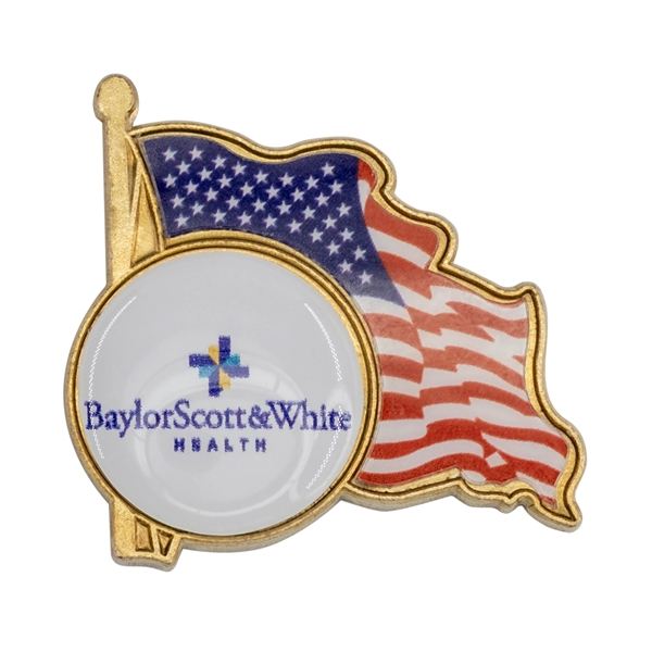 Stock Flag Lapel Pin with Custom Logo - Made in USA