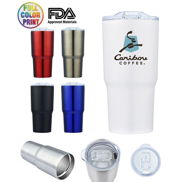 Mugzie -Bulk Custom Printed Double-Wall Stainless Steel 20oz Thermal  Tumbler with Full Color Wrap