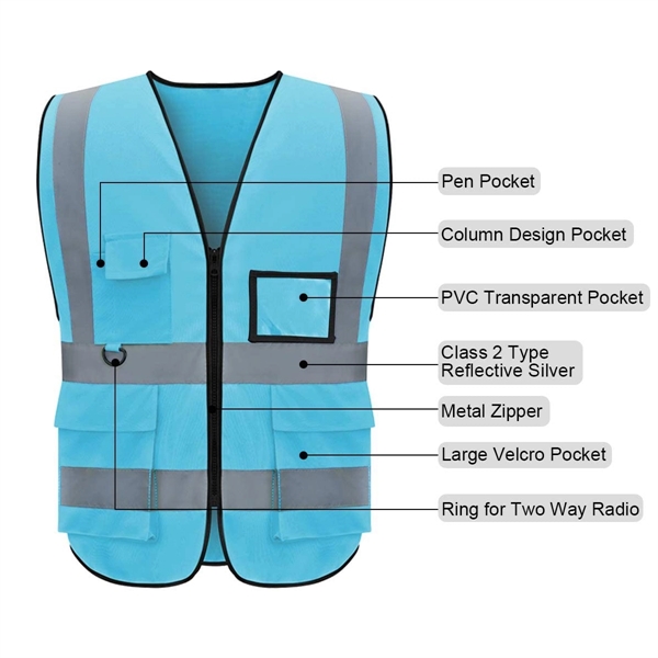 Reflective Safety Vest with Pockets - Reflective Safety Vest with Pockets - Image 1 of 5