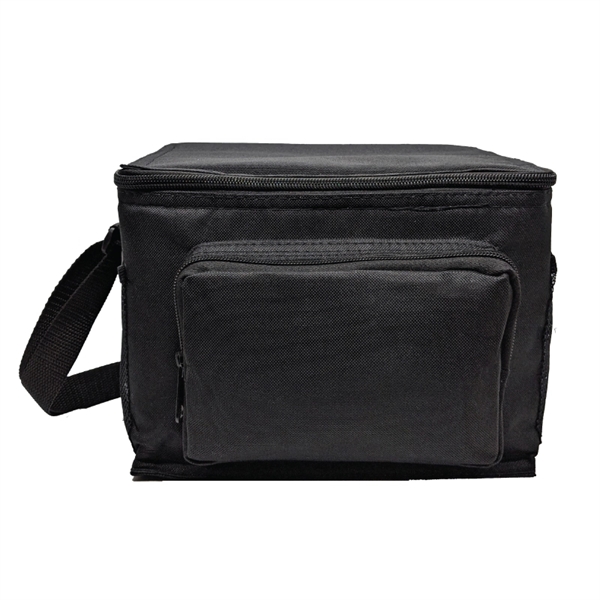 Custom 600D Polyester 6-Pack Cooler w/Side Pockets & Pouch