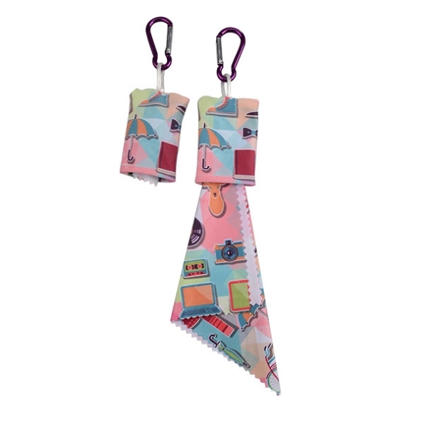 Customized Microfiber Cleaning Cloth in Pouch with Carabiner - Customized Microfiber Cleaning Cloth in Pouch with Carabiner - Image 2 of 4