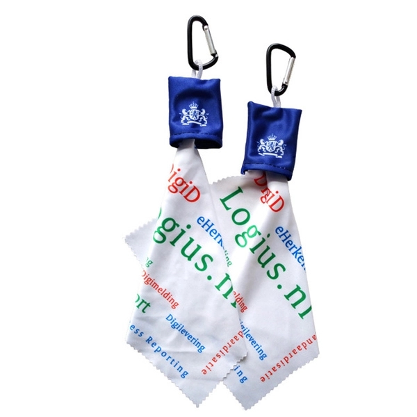 Customized Microfiber Cleaning Cloth in Pouch with Carabiner - Customized Microfiber Cleaning Cloth in Pouch with Carabiner - Image 4 of 4