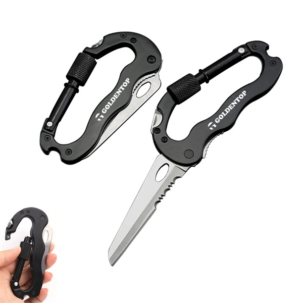 Foldable 4 in 1 Multi-tool Carabiner Pocket Knife - Foldable 4 in 1 Multi-tool Carabiner Pocket Knife - Image 0 of 5