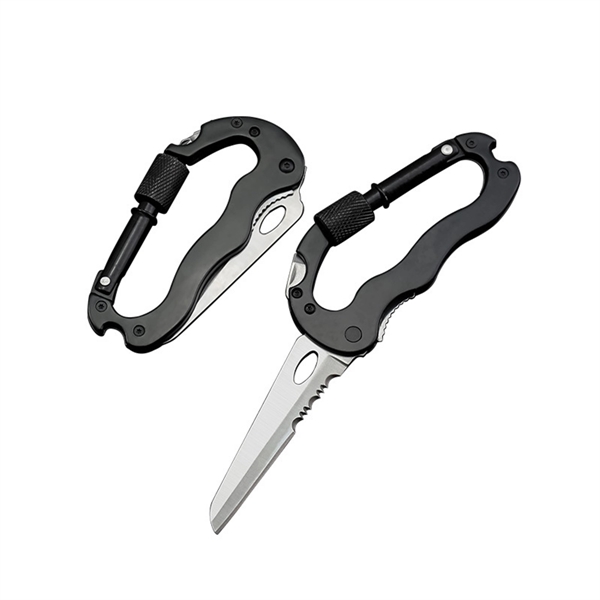 Foldable 4 in 1 Multi-tool Carabiner Pocket Knife - Foldable 4 in 1 Multi-tool Carabiner Pocket Knife - Image 1 of 5