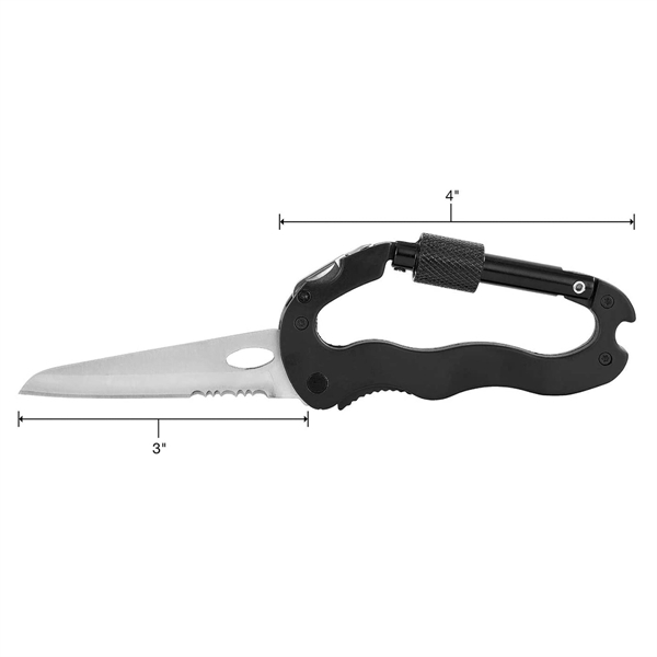 Foldable 4 in 1 Multi-tool Carabiner Pocket Knife - Foldable 4 in 1 Multi-tool Carabiner Pocket Knife - Image 2 of 5