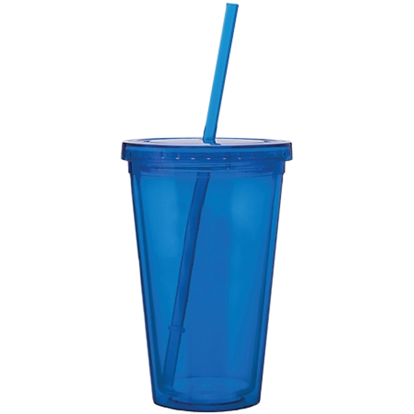 16 Oz. Double Wall Acrylic Cup w/Straw - 16 Oz. Double Wall Acrylic Cup w/Straw - Image 1 of 3