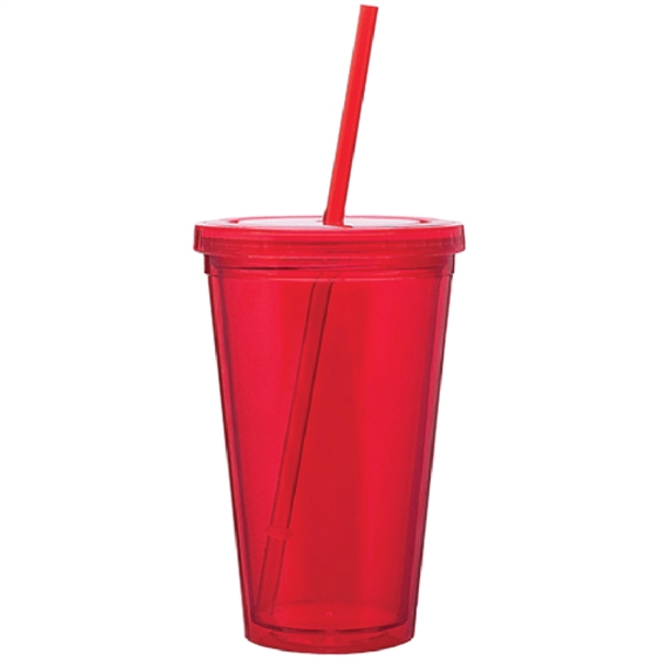 16 Oz. Double Wall Acrylic Cup w/Straw - 16 Oz. Double Wall Acrylic Cup w/Straw - Image 2 of 3