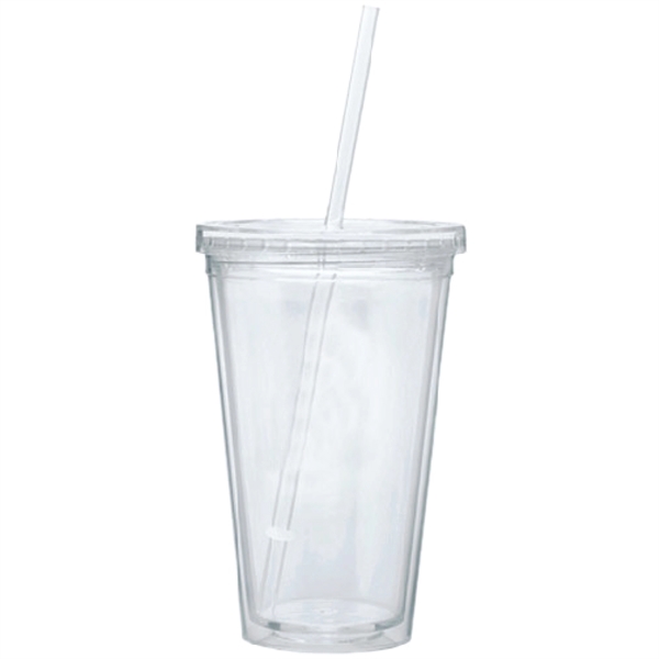 16 Oz. Double Wall Acrylic Cup w/Straw - 16 Oz. Double Wall Acrylic Cup w/Straw - Image 3 of 3