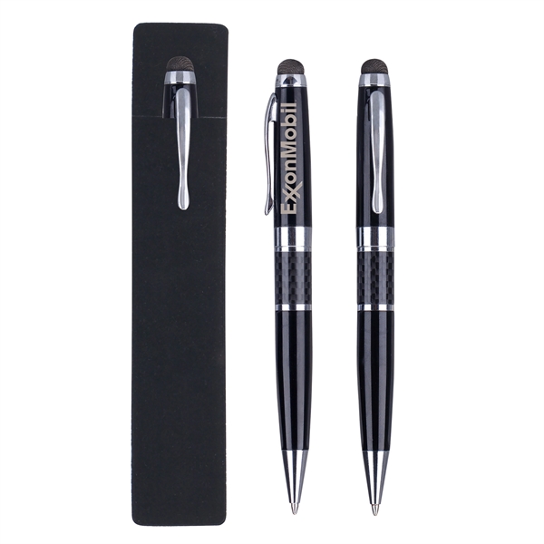 Executive High Carbon Fiber Brass Stylus Pen w/ PE Pouch - Executive High Carbon Fiber Brass Stylus Pen w/ PE Pouch - Image 0 of 1