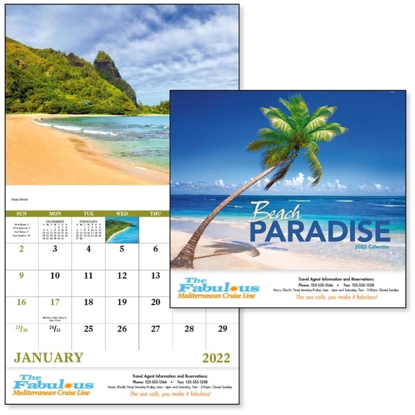 Beach Paradise 2022 Calendar- Stapled