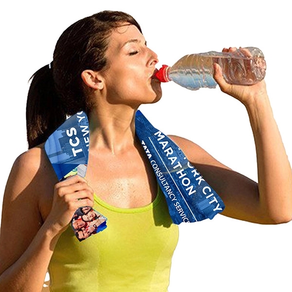 Full Color Sublimation Recycled RPET Cooling Towel - 12" W x - Full Color Sublimation Recycled RPET Cooling Towel - 12" W x - Image 6 of 6
